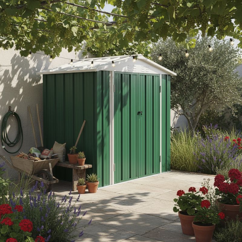 EL BARCO - Bodega Jardín con Repisas Homeshed Verde 212x198x126 cm