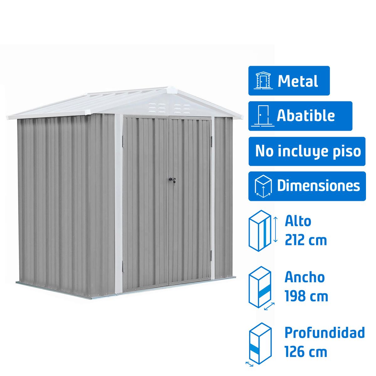 EL BARCO - Bodega jardín Homeshed 198x126x212 cm metal gris
