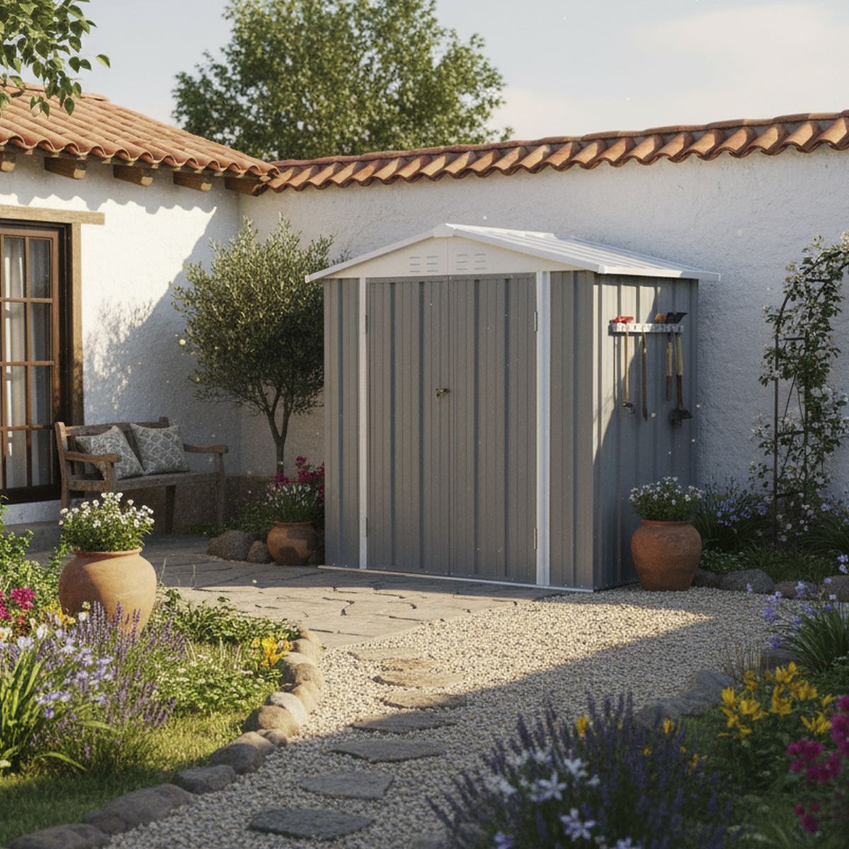 EL BARCO - Bodega jardín Homeshed 198x126x212 cm metal gris