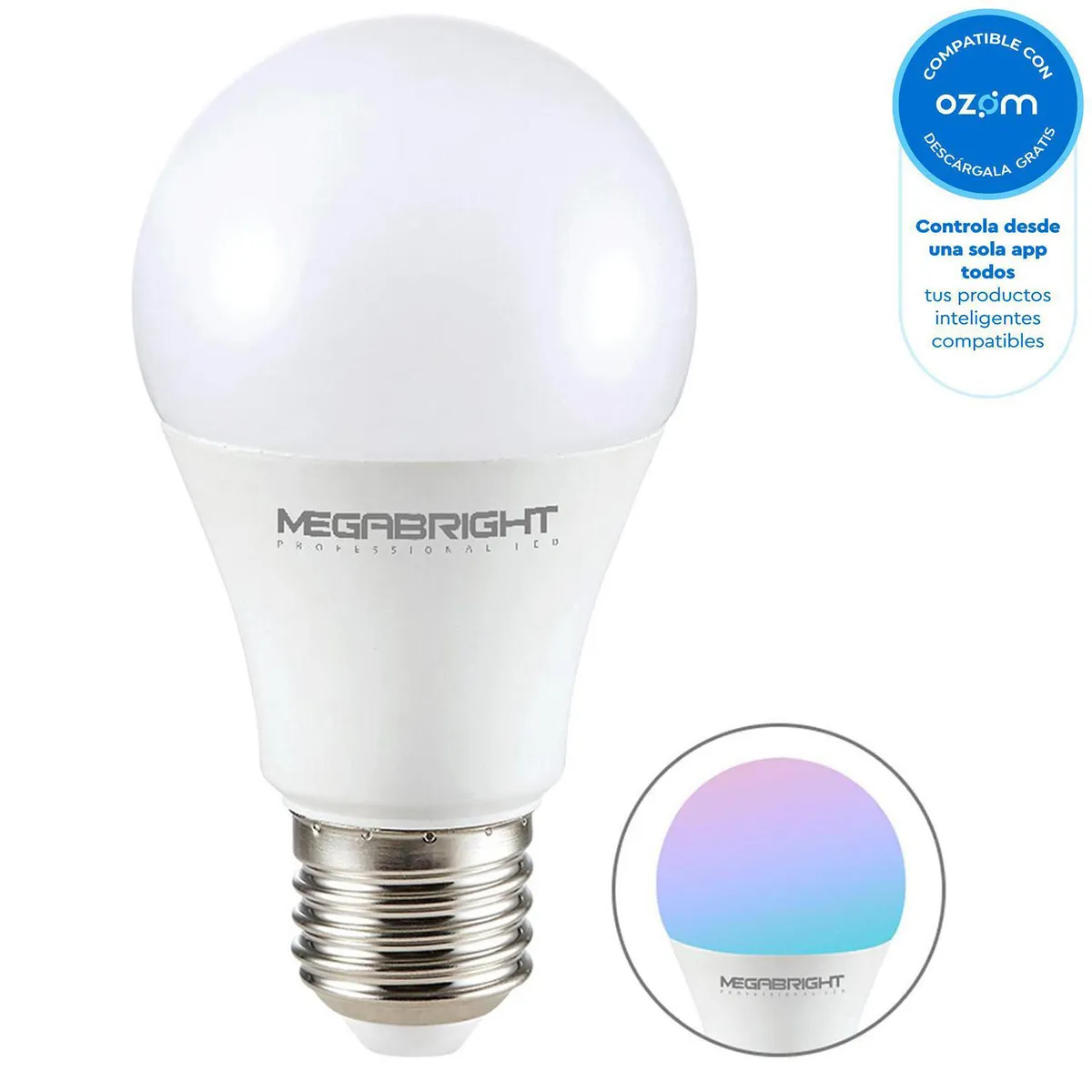 MEGABRIGHT - Ampolleta Inteligente Led Wifi 10 W E27 820 lm Luz Multicolor
