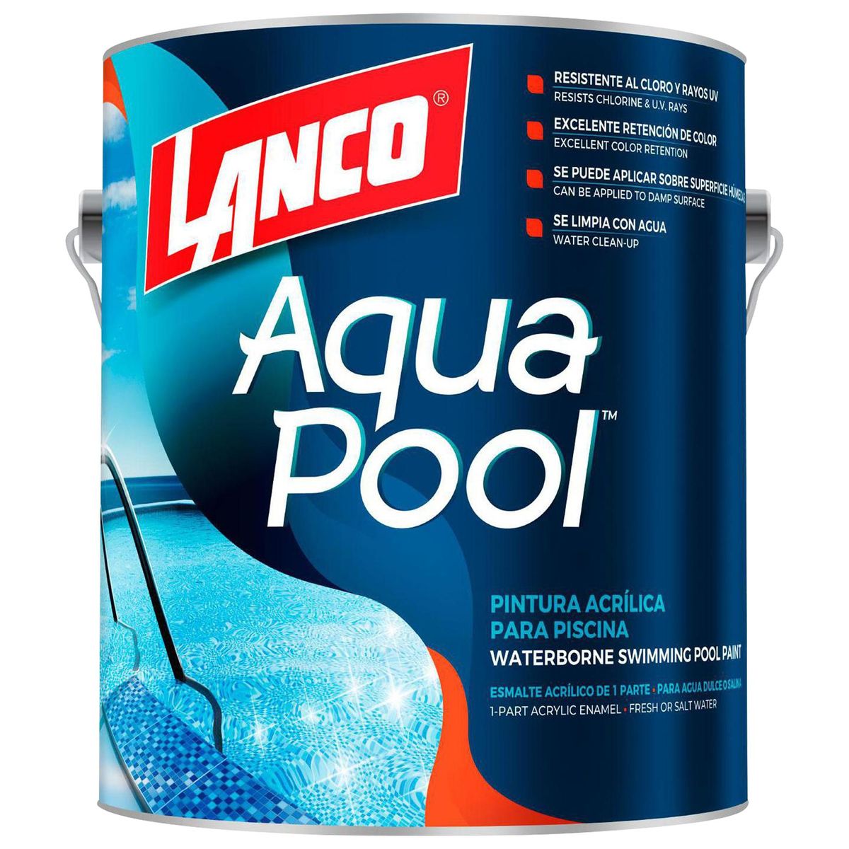 LANCO - Pintura Piscinas Aqua Pool Lata 1 galón(es) Mate Azul Oceano