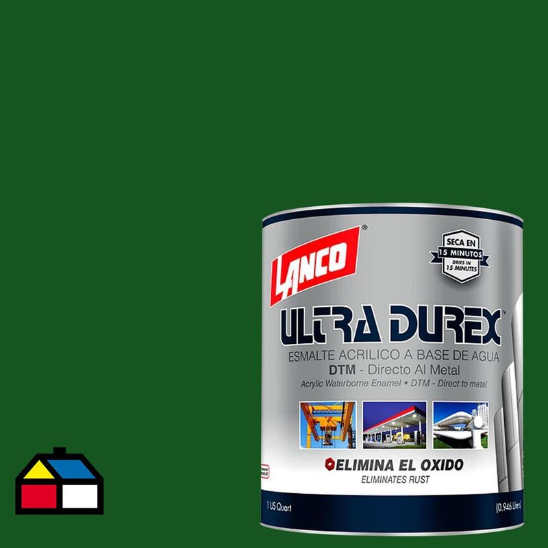 LANCO - Esmalte 3X1 Ultra Durex Brillante Verde 1/4 gl