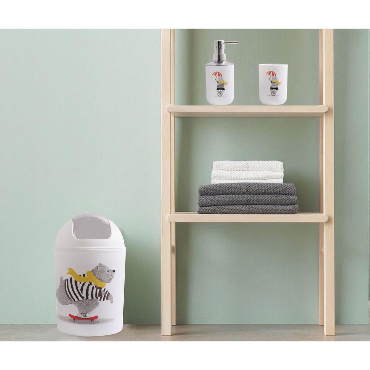 RONDA - Papelero de Baño Infantil 1.7 Litros Plástico Multicolor