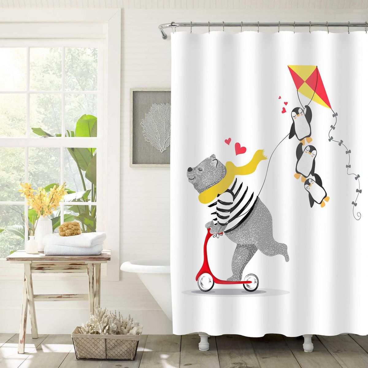 Cortina de baño infantil oso y sus amigos 180x180 cm, marca RONDA - Foto 2