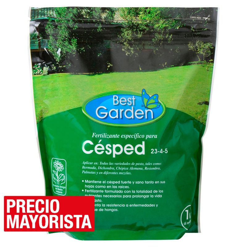 BEST GARDEN - Fertilizante para césped 1 kg bolsa