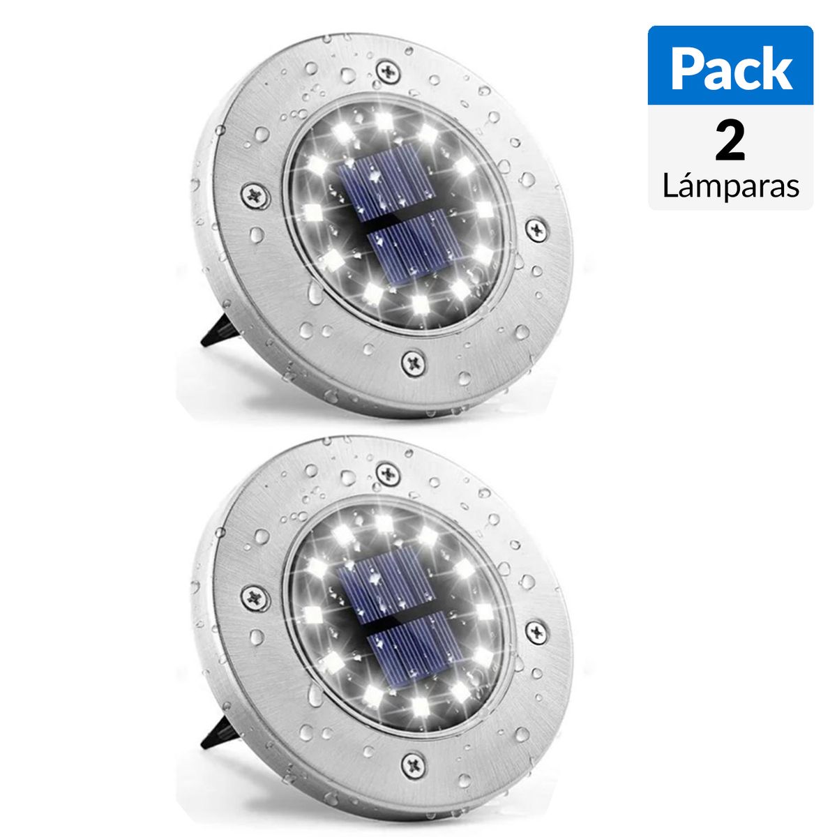 LEDZONE - Pack 2 Estacas Solares Led Piso 0.06 W IP 44 84 lm Luz Cálida