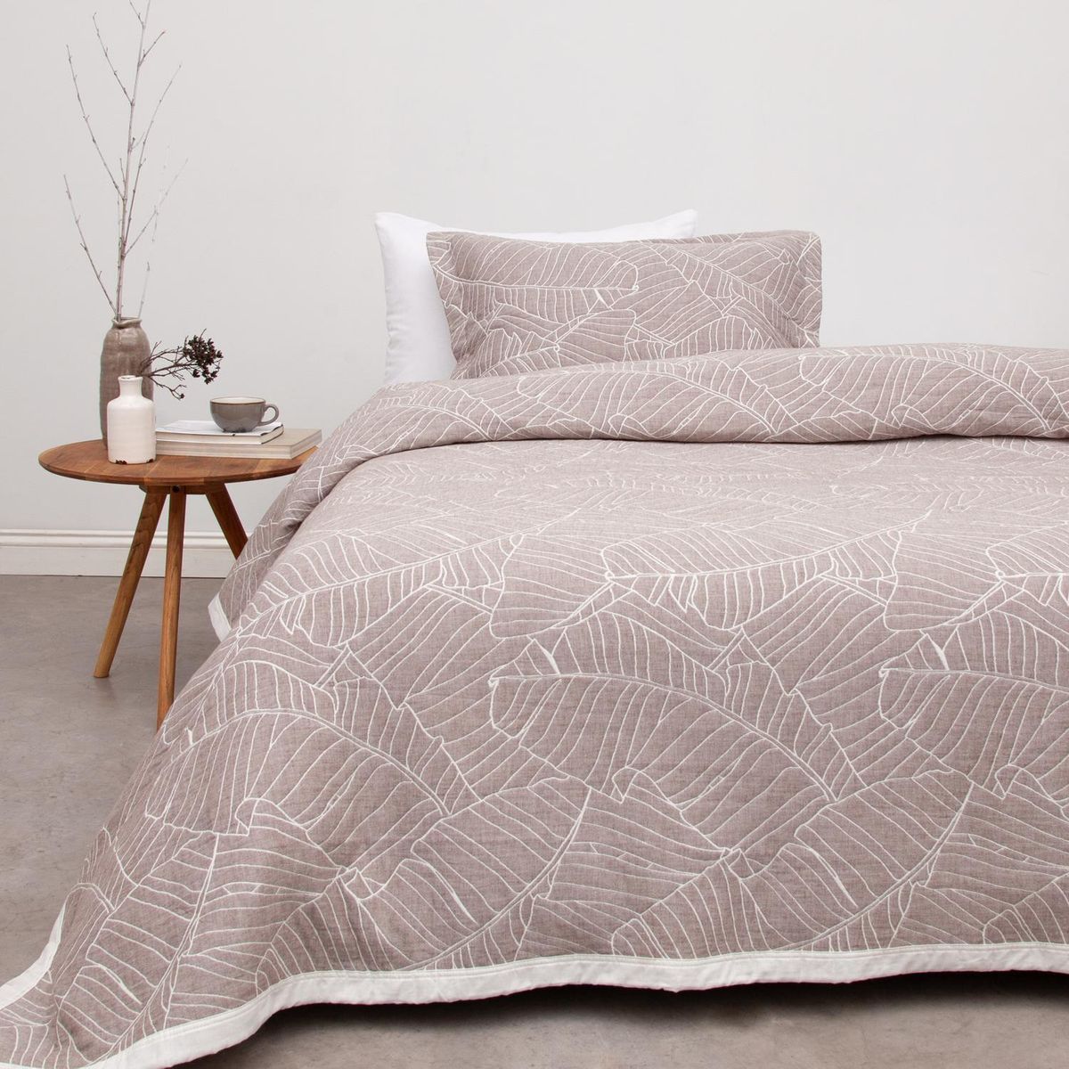 ROYAL SUPREME - Colcha 1.5 plazas Leaves Beige