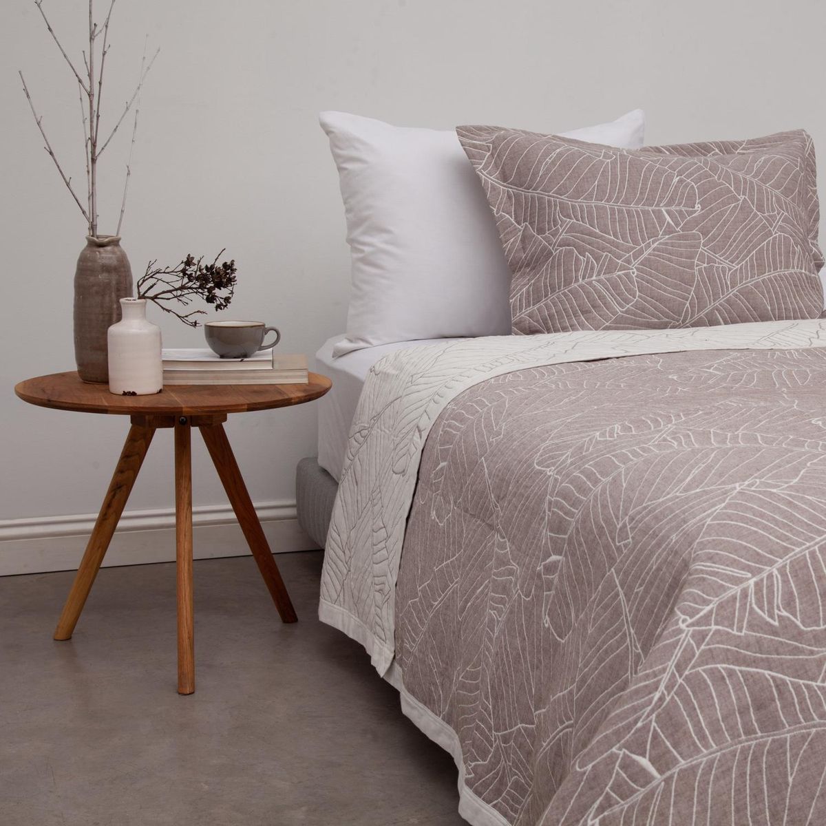 ROYAL SUPREME - Colcha 1.5 plazas Leaves Beige