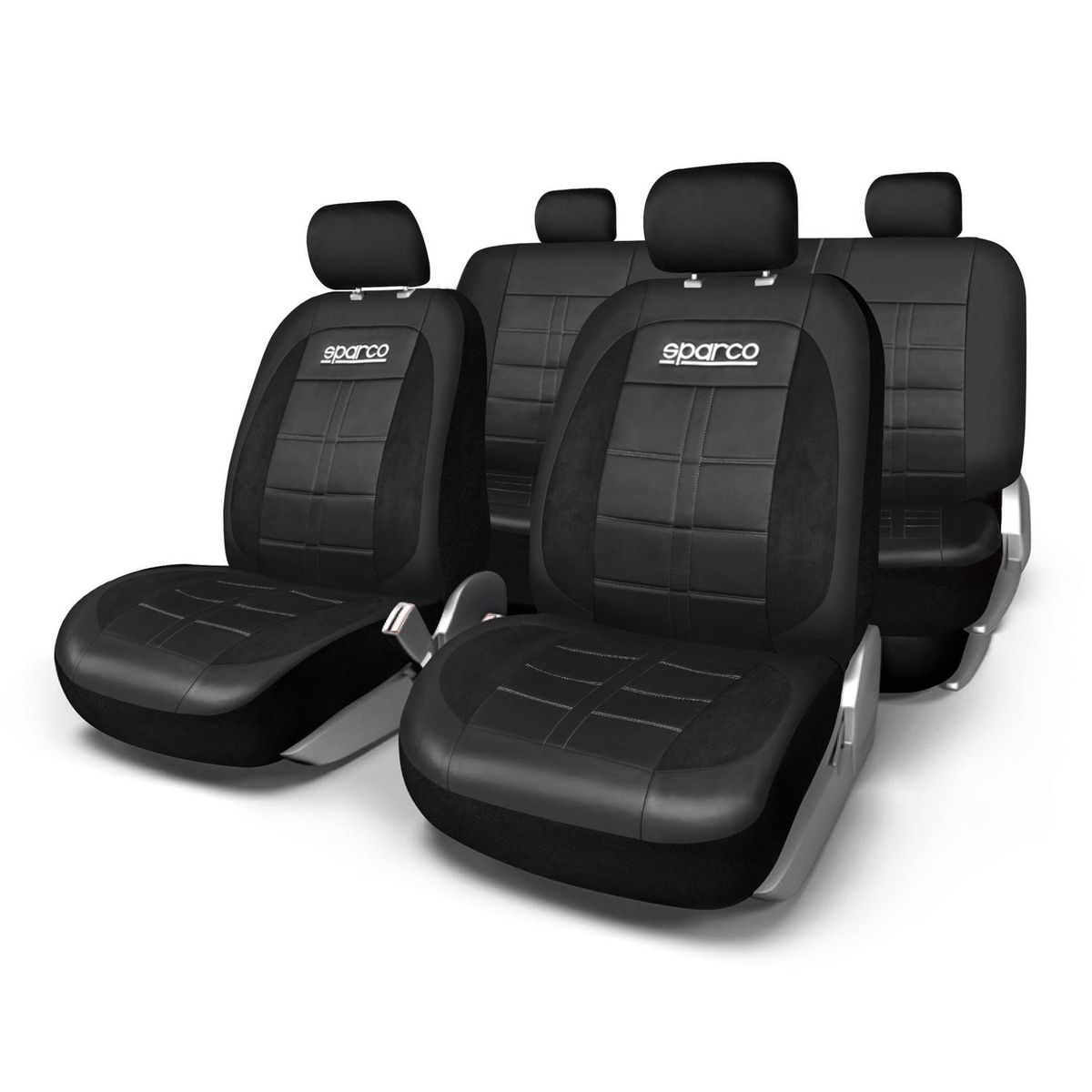 SPARCO - Set de Fundas Sparco para Asientos Auto 9 Piezas Color Negro