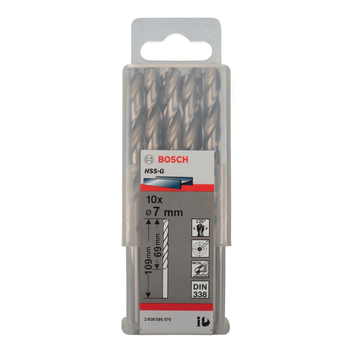 BOSCH - Set 10 brocas HSS-G para metal 70 mm