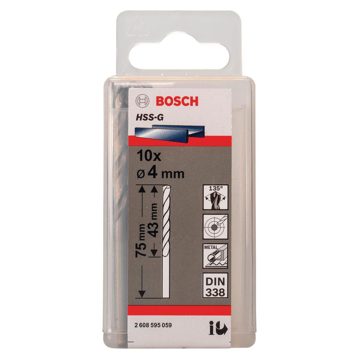 BOSCH - Set 10 brocas HSS-G para metal 4 mm