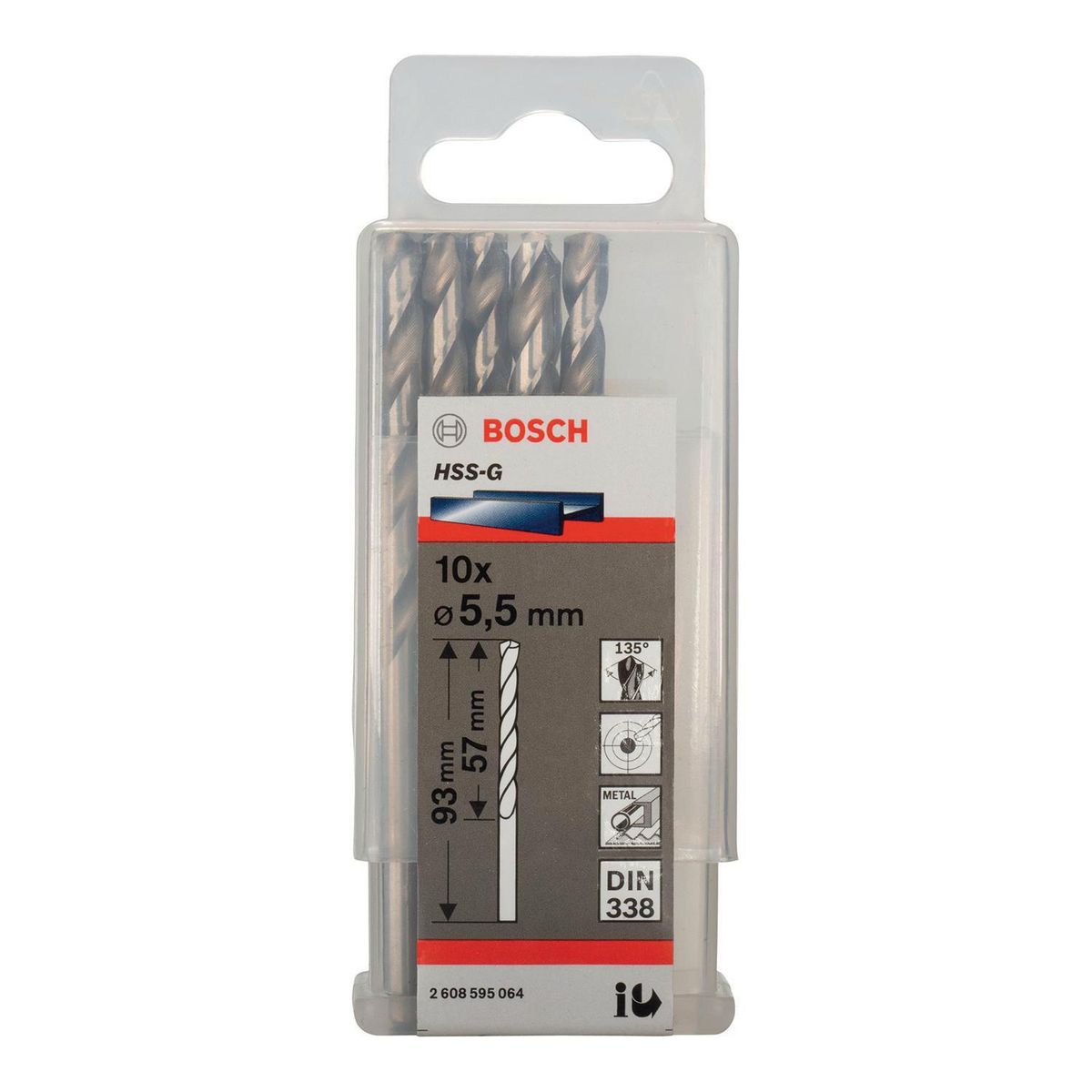 BOSCH - Set 10 brocas HSS-G para metal 5.5 mm