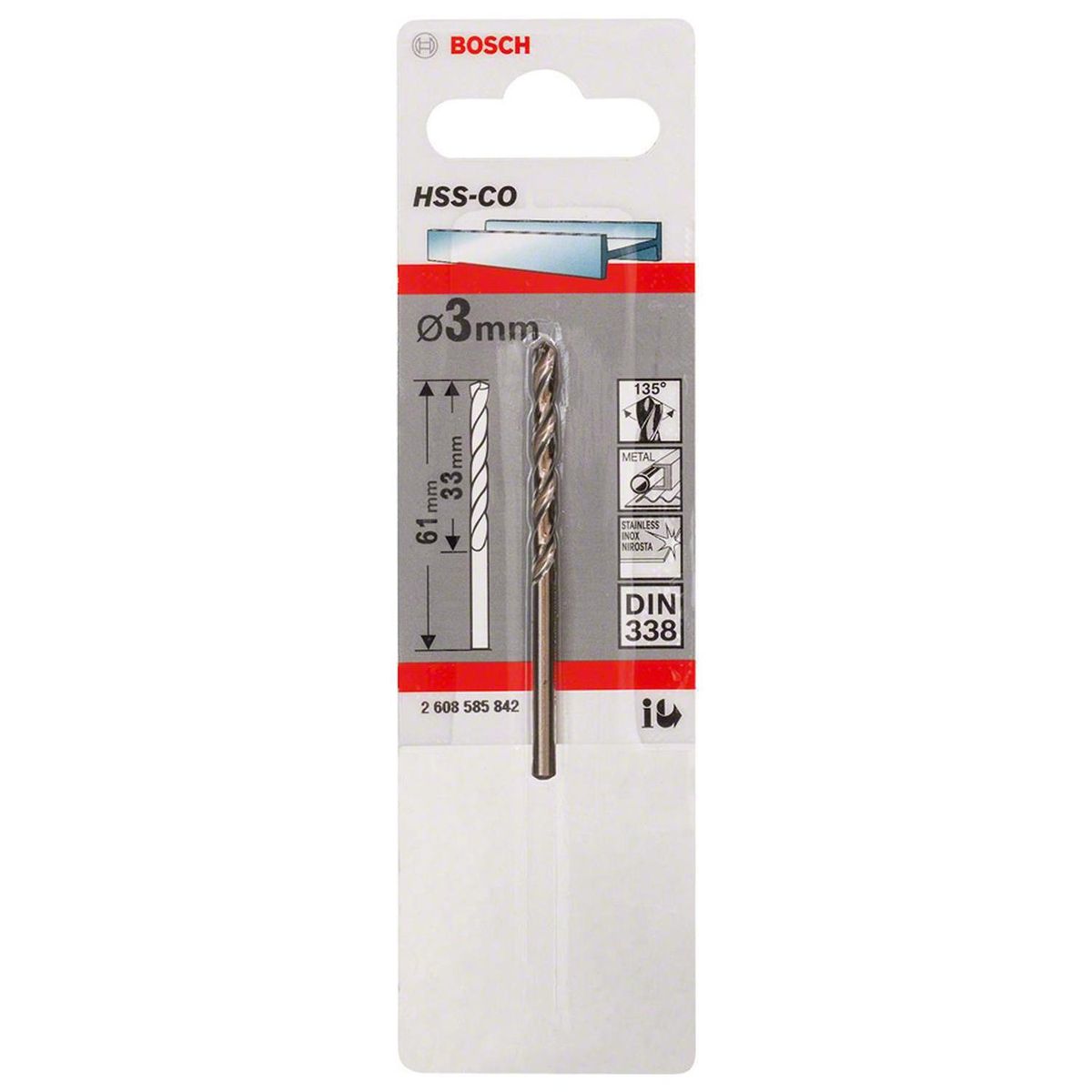 BOSCH - Broca HSS-CO para metal 3.0 mm