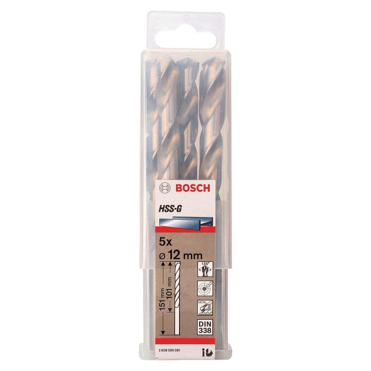 BOSCH - Set 5 brocas HSS-G para metal 120 mm