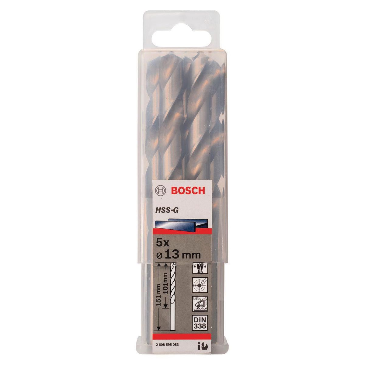 BOSCH - Set 5 brocas HSS-G para metal 13 mm