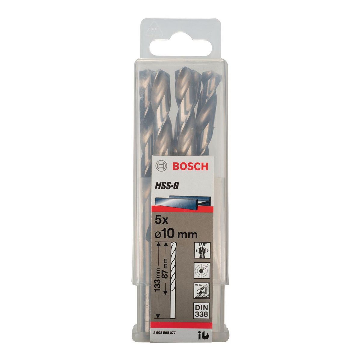 BOSCH - Set 5 brocas HSS-G para metal 10 mm