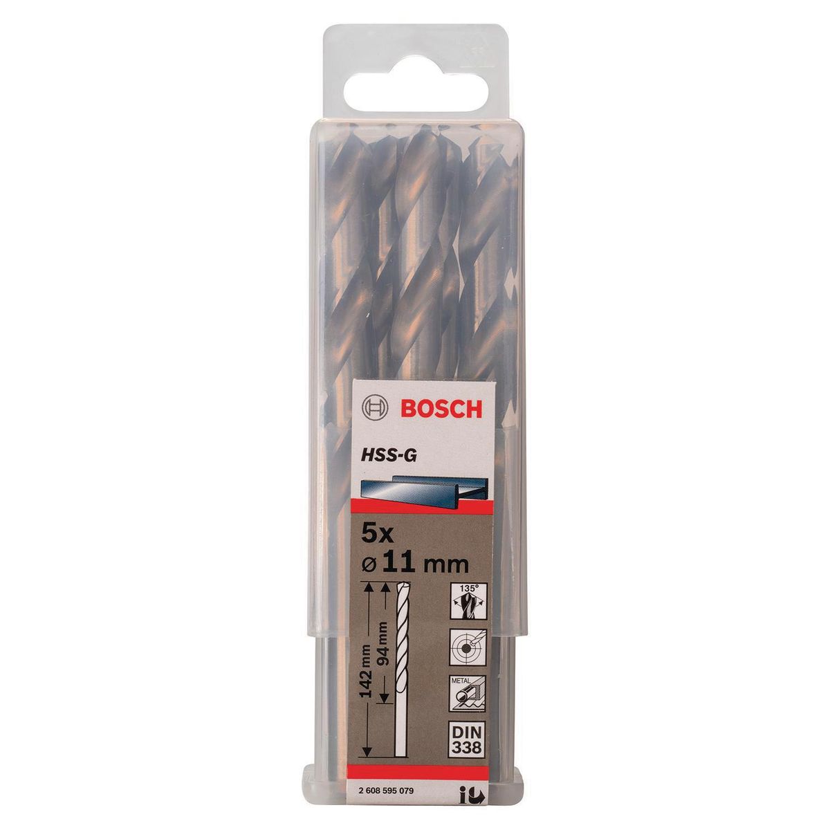 BOSCH - Set 5 brocas HSS-G para metal 110 mm
