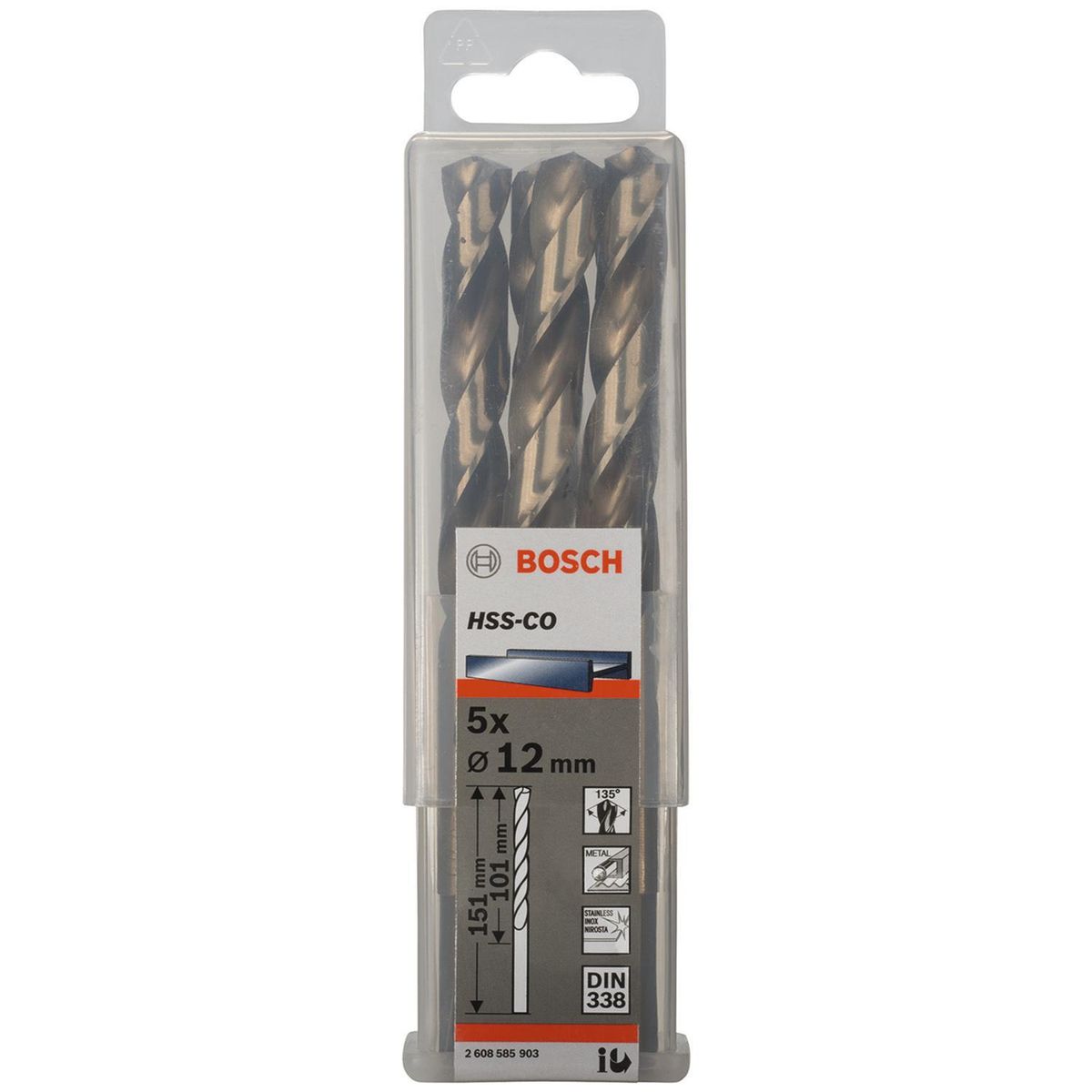 BOSCH - Set 5 brocas HSS-CO para metal 12,0x101x151 mm