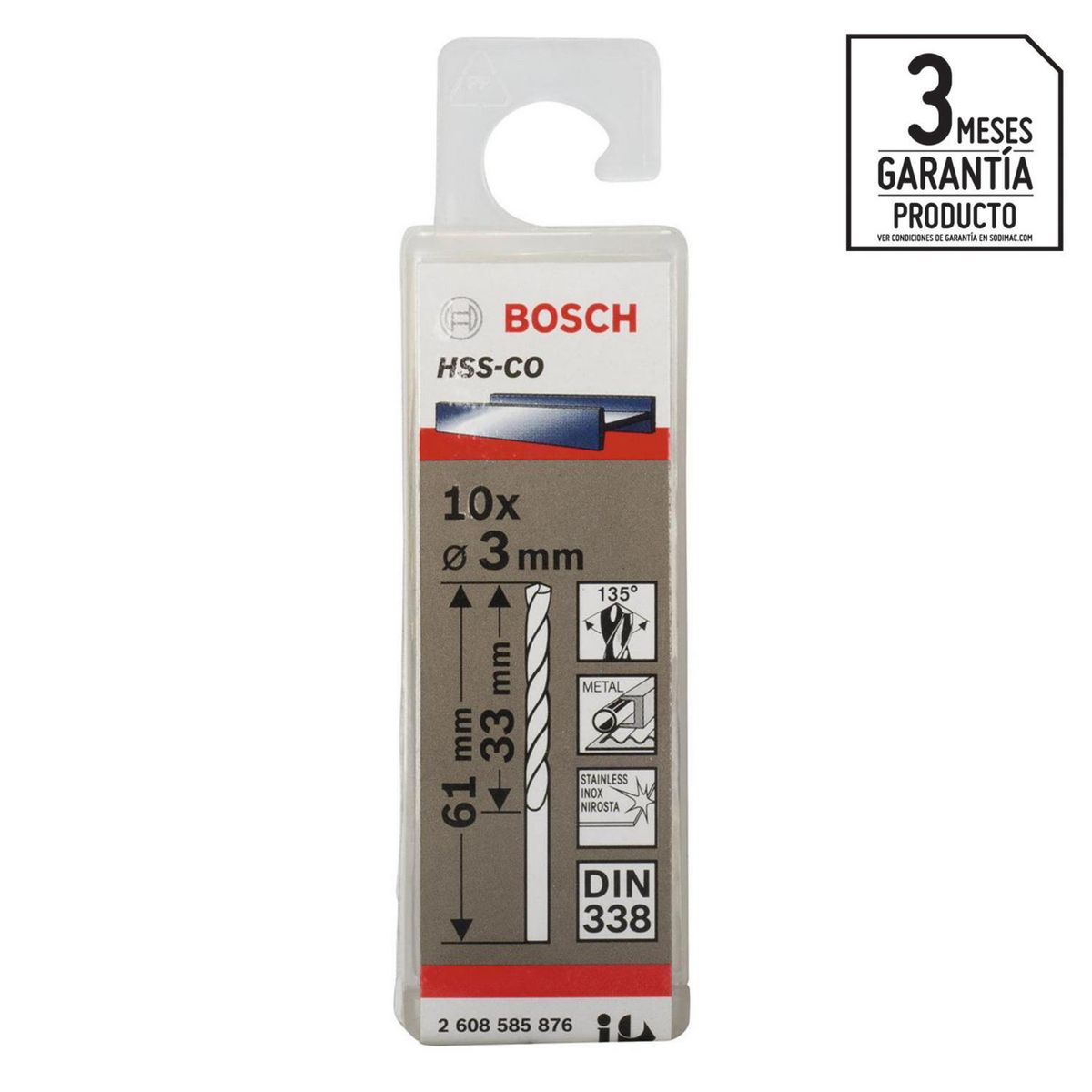 BOSCH - Set 10 brocas HSS-CO para metal 3,0x33x61 mm