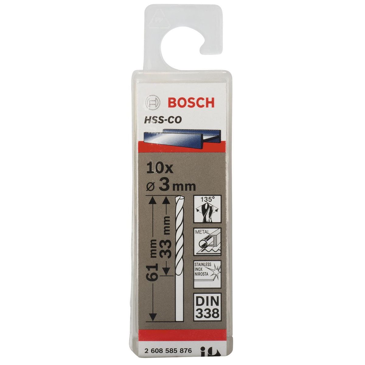 BOSCH - Set 10 brocas HSS-CO para metal 3,0x33x61 mm