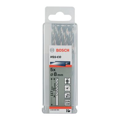 Set 5 brocas HSS-CO para metal 8,0x75x117 mm
