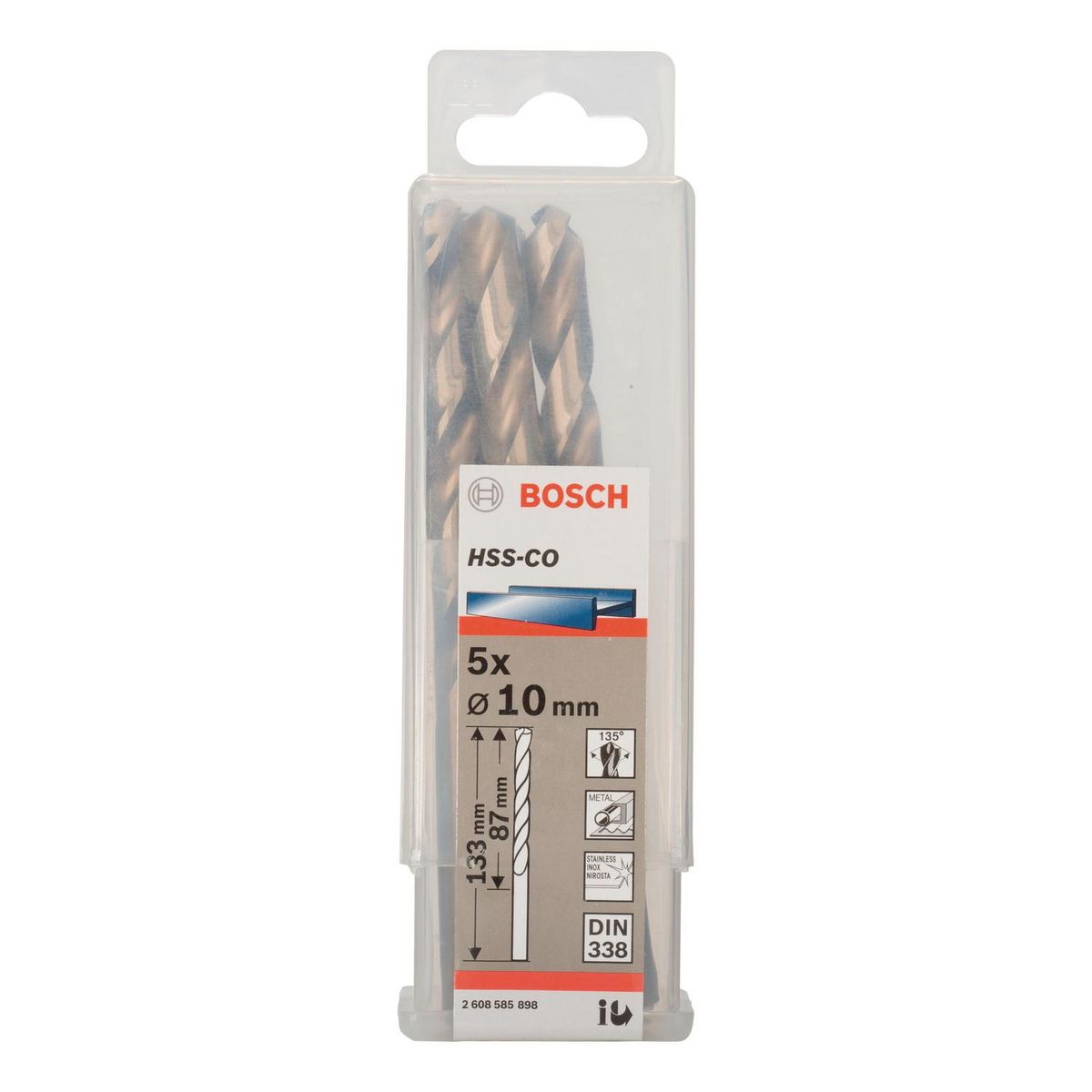 BOSCH - Set 5 brocas HSS-CO para metal 10,0 X 87 X 133 mm