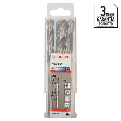 Set 5 brocas HSS-CO para metal 11,0x94x142 mm