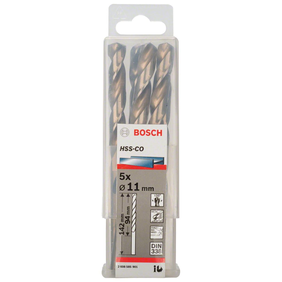 BOSCH - Set 5 brocas HSS-CO para metal 11,0x94x142 mm