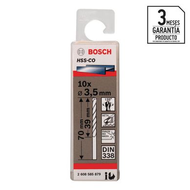 Set 10 brocas HSS-CO para metal 3,5x39x70 mm