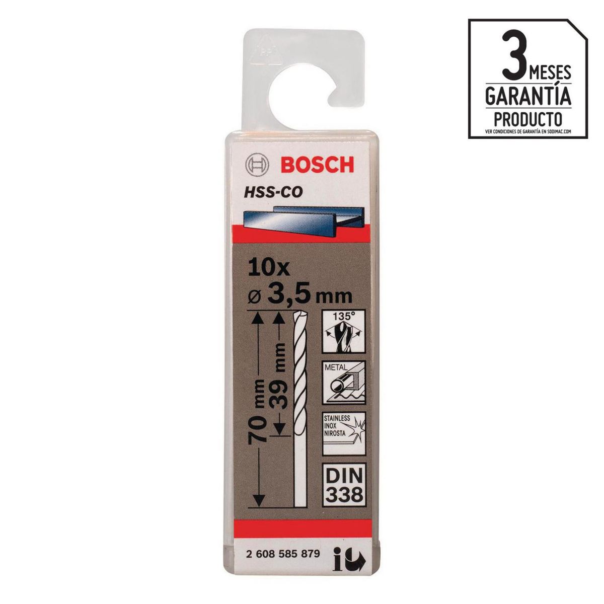 BOSCH - Set 10 brocas HSS-CO para metal 3,5x39x70 mm