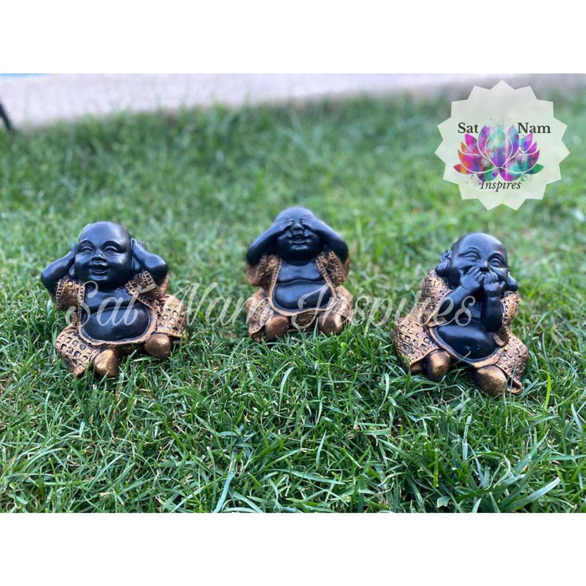 SAT NAM INSPIRES - Juego 3 budas sabios dorado 13x10x10 cm