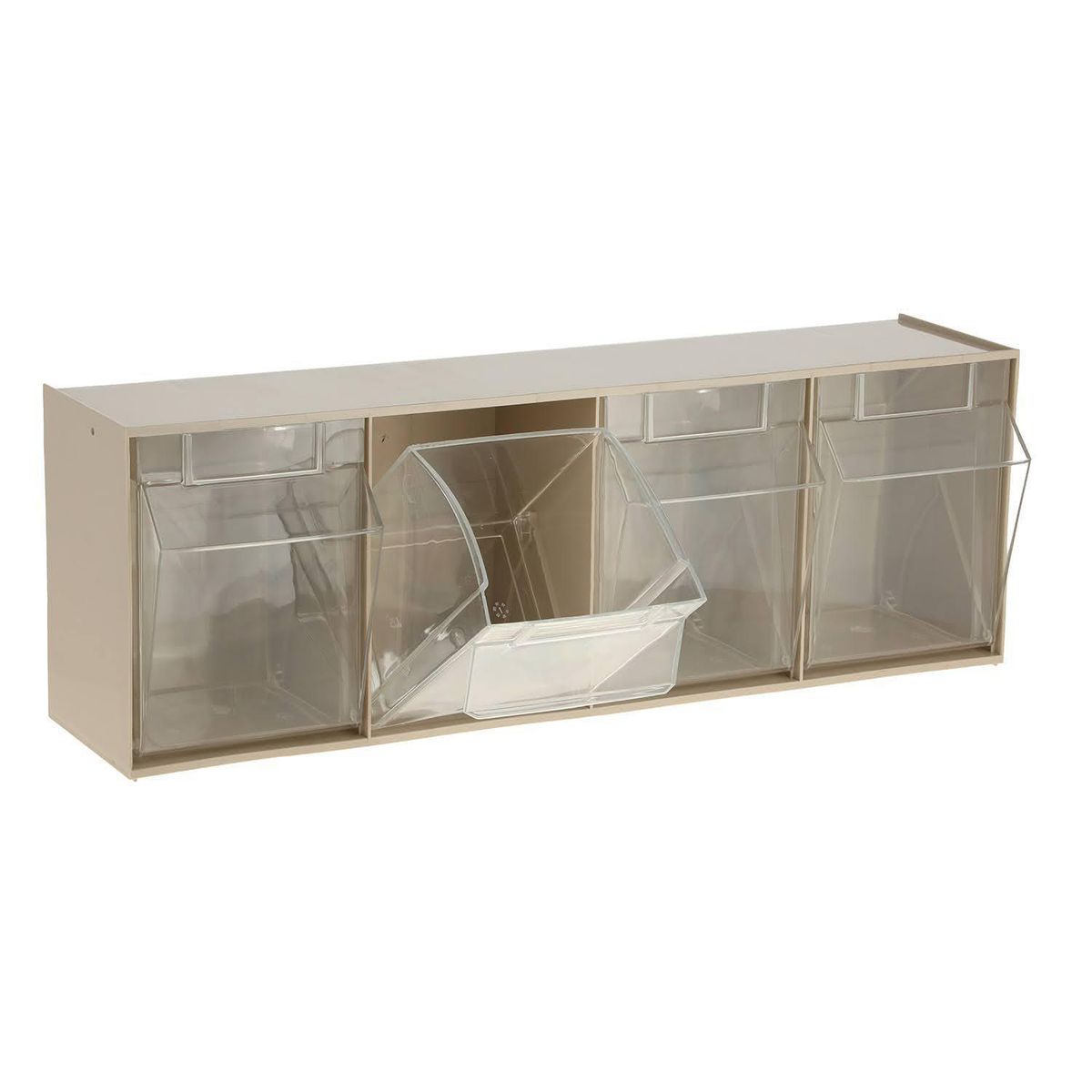 AUTORODEC - Pack 4 Cajas Organizadoras 60x21x17 cm 21.4 l Beige