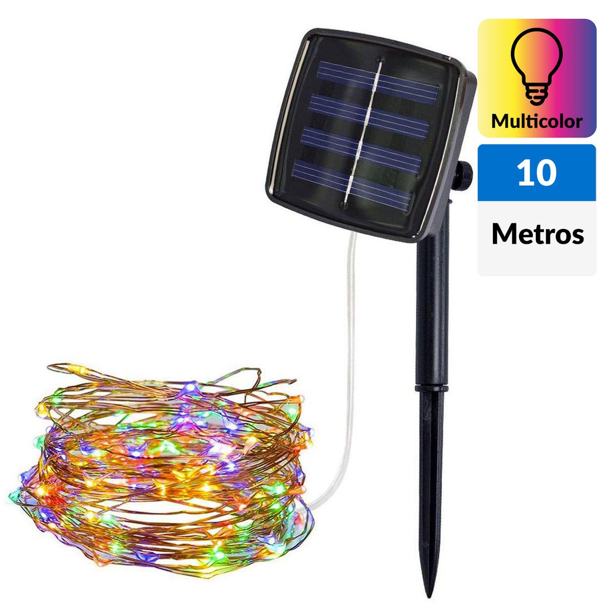 HB LEDS - Guirnalda solar Luz Hada Led multicolor 10 metros