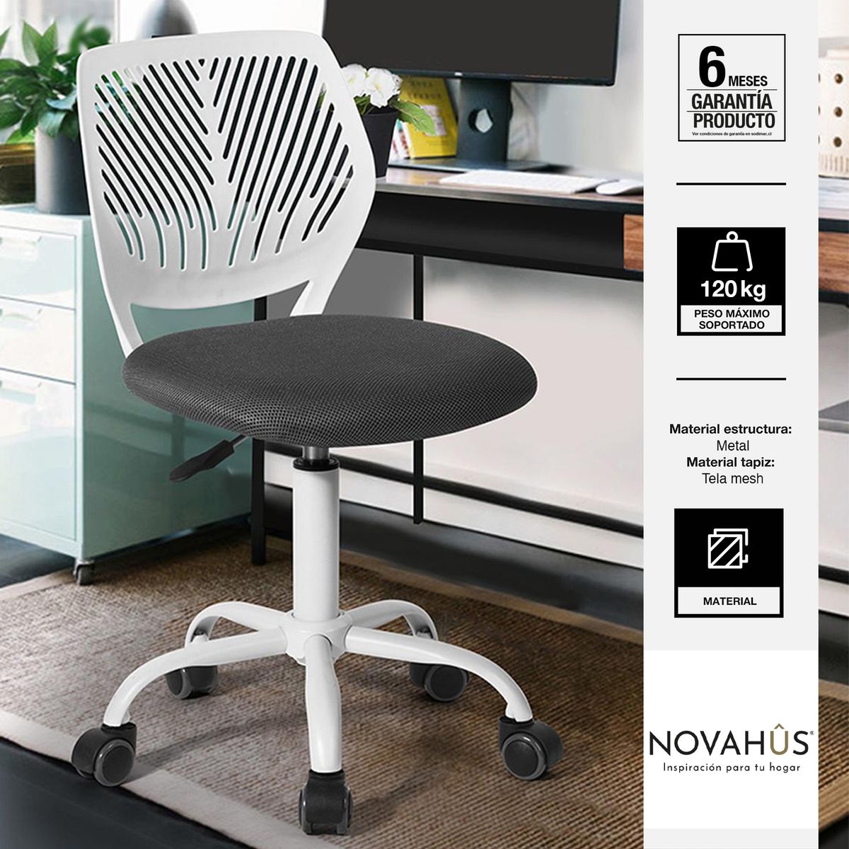 NOVAHUS - Silla Escritorio 1296951 Gris