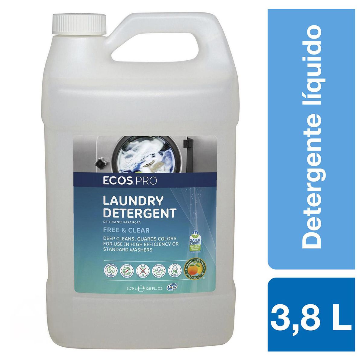 ECOS PRO - Detergente líquido ecológico free & clear 3,8 litros