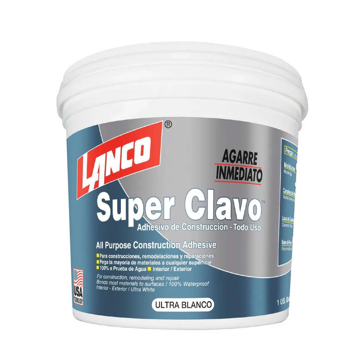 LANCO - Adhesivo de montaje super nail 1/4 galon