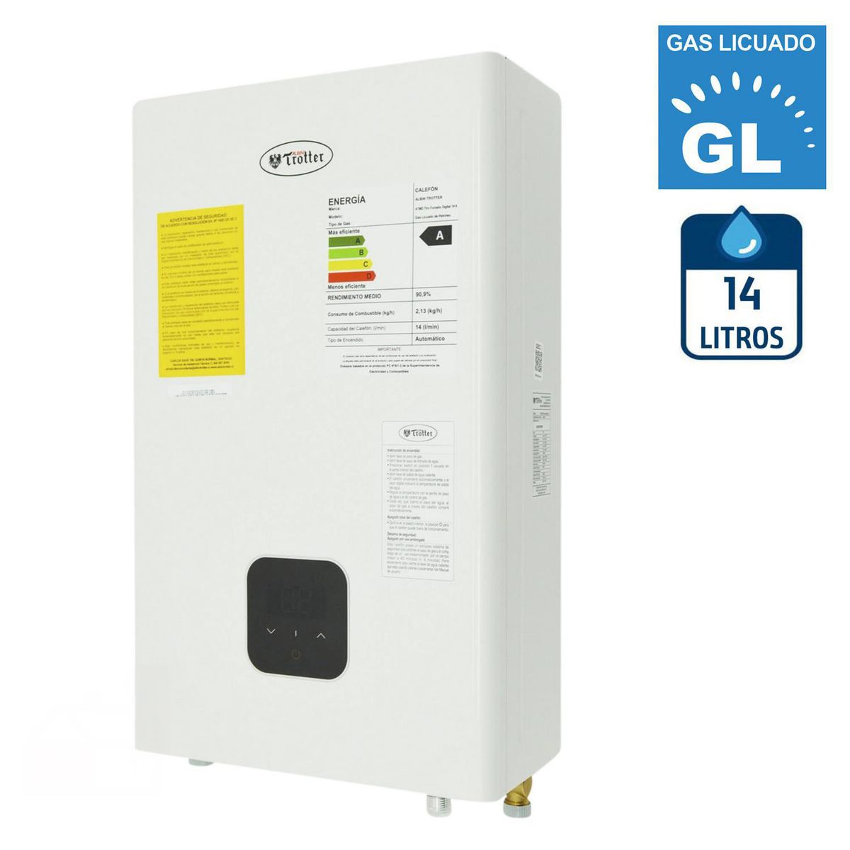ALBIN TROTTER - Calefont Gas Licuado 14 Litros Tiro Forzado Ionizado