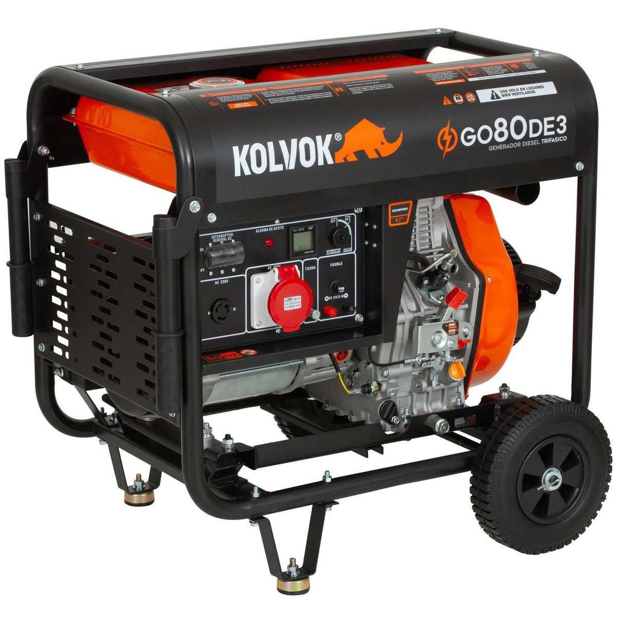 KOLVOK - Generador Eléctrico a Diésel Partida Eléctrica 6500 W 12.5 l