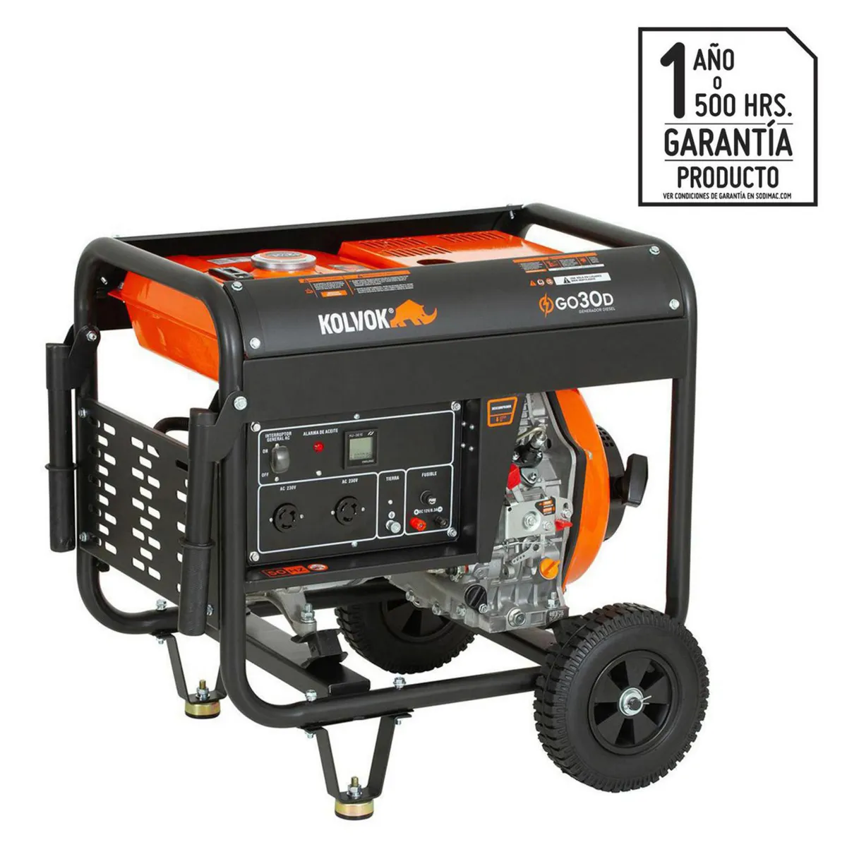 KOLVOK - Generador Eléctrico a Diésel Partida Manual 3000 W 12.5 l