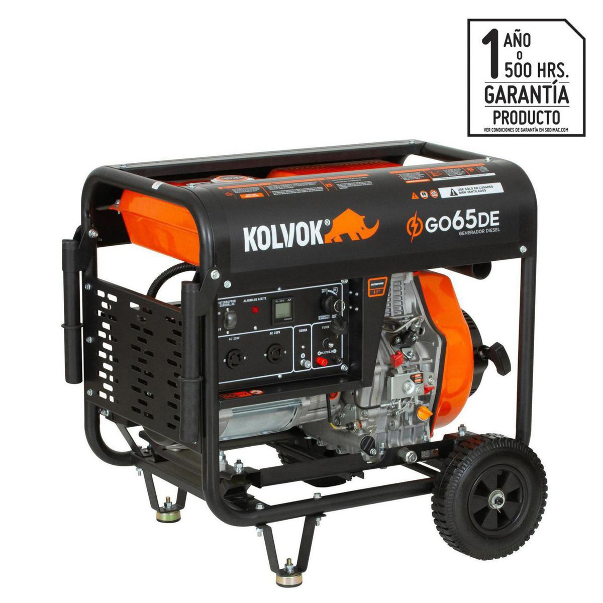 KOLVOK - Generador Eléctrico a Diésel Partida Eléctrica 6500 W 12.5 l