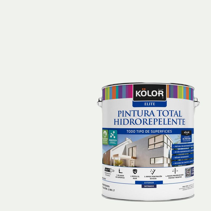 KOLOR - Esmalte al Agua Hidrorepelente Satinado 1 galón(es) Blanco Krems