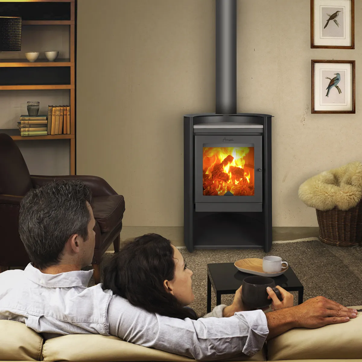 AMESTI - Estufa Leña Rondo 490 Gris charcoal