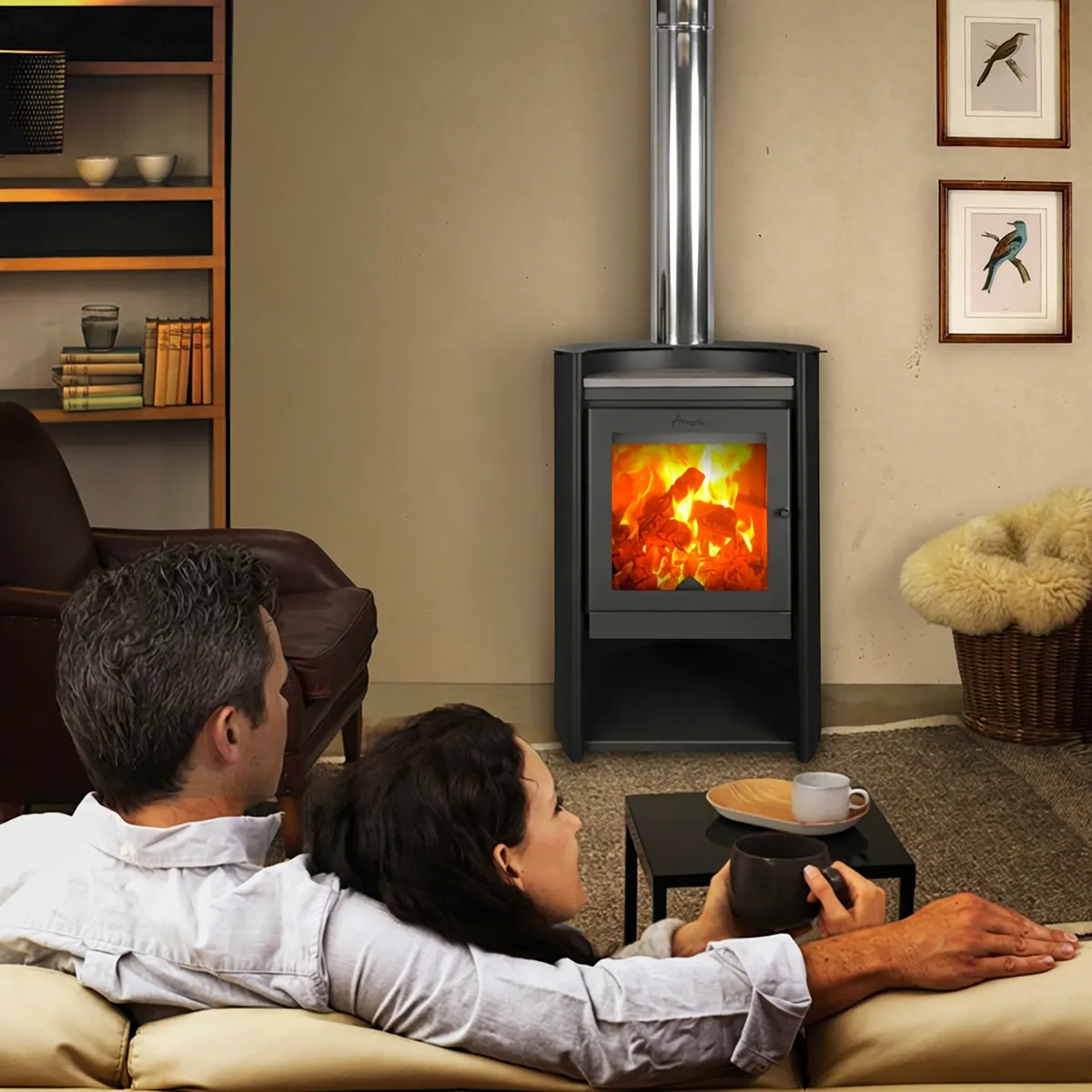 AMESTI - Estufa Leña Rondo 490 Gris charcoal