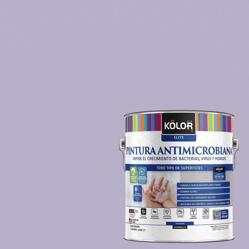 KOLOR - Esmalte al Agua Antimicrobiana Semibrillante 1 galón(es) Morado Portugal