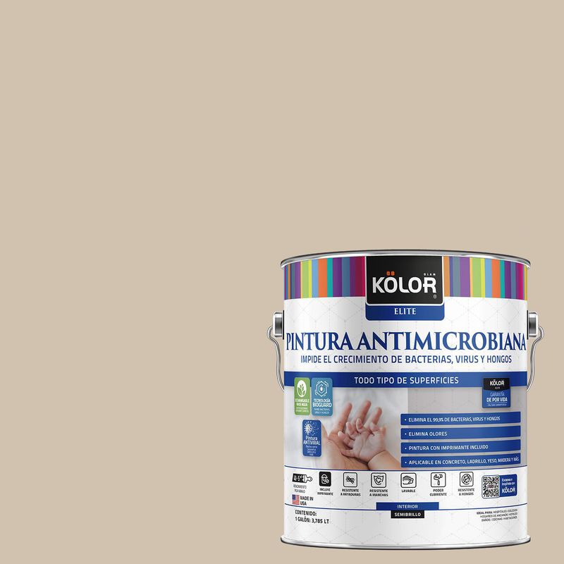 KOLOR - Esmalte al Agua Antimicrobiana Semibrillante 1 galón(es) Beige Vigo