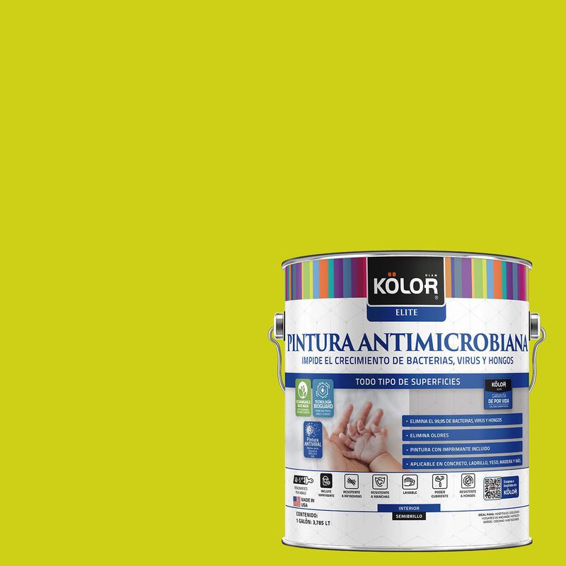 KOLOR - Esmalte al Agua Antimicrobiana Semibrillante 1 galón(es) Verde Marza