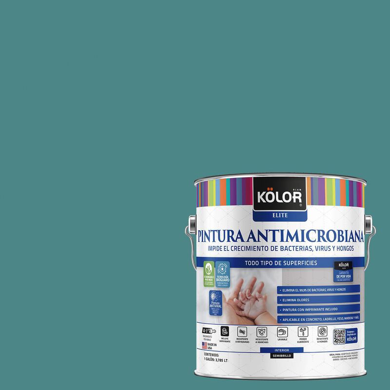 KOLOR - Esmalte al Agua Antimicrobiana Semibrillante 1 galón(es) Verde Surat