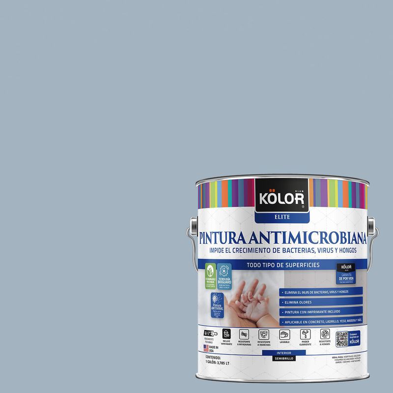 KOLOR - Esmalte al Agua Antimicrobiana Semibrillante 1 galón(es) Azul Croasia