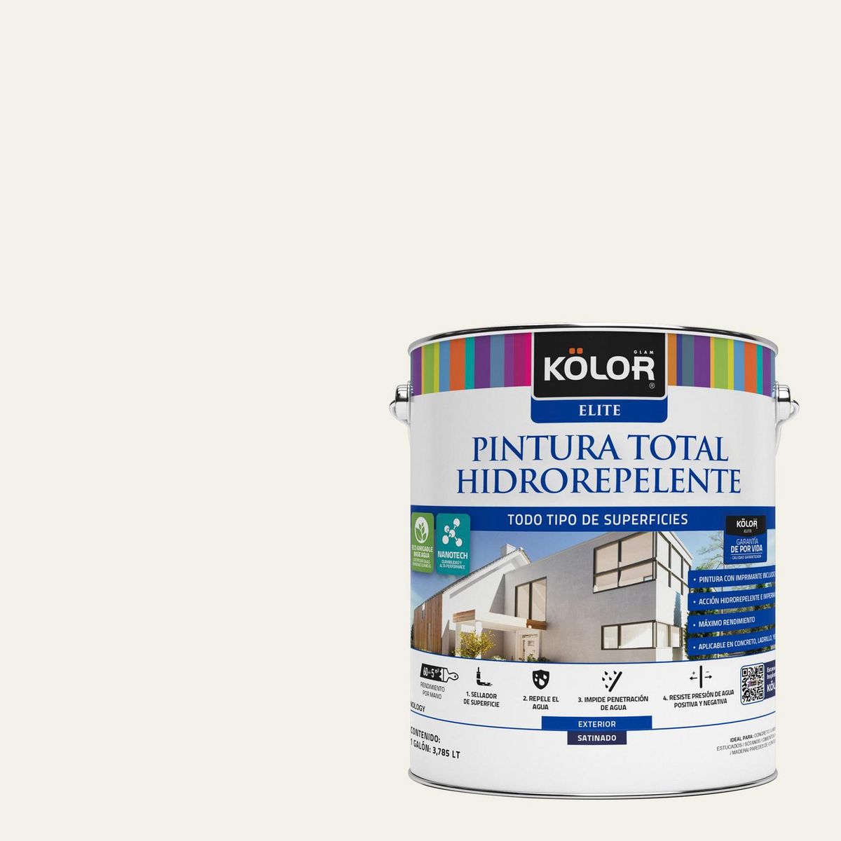 KOLOR - Esmalte al Agua Hidrorepelente Satinado 1 galón(es) Blanco Lublin 