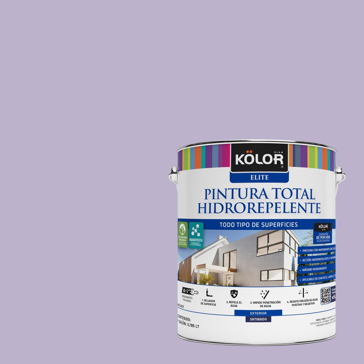 KOLOR - Esmalte al Agua Hidrorepelente Satinado 1 galón(es) Morado Portugal 